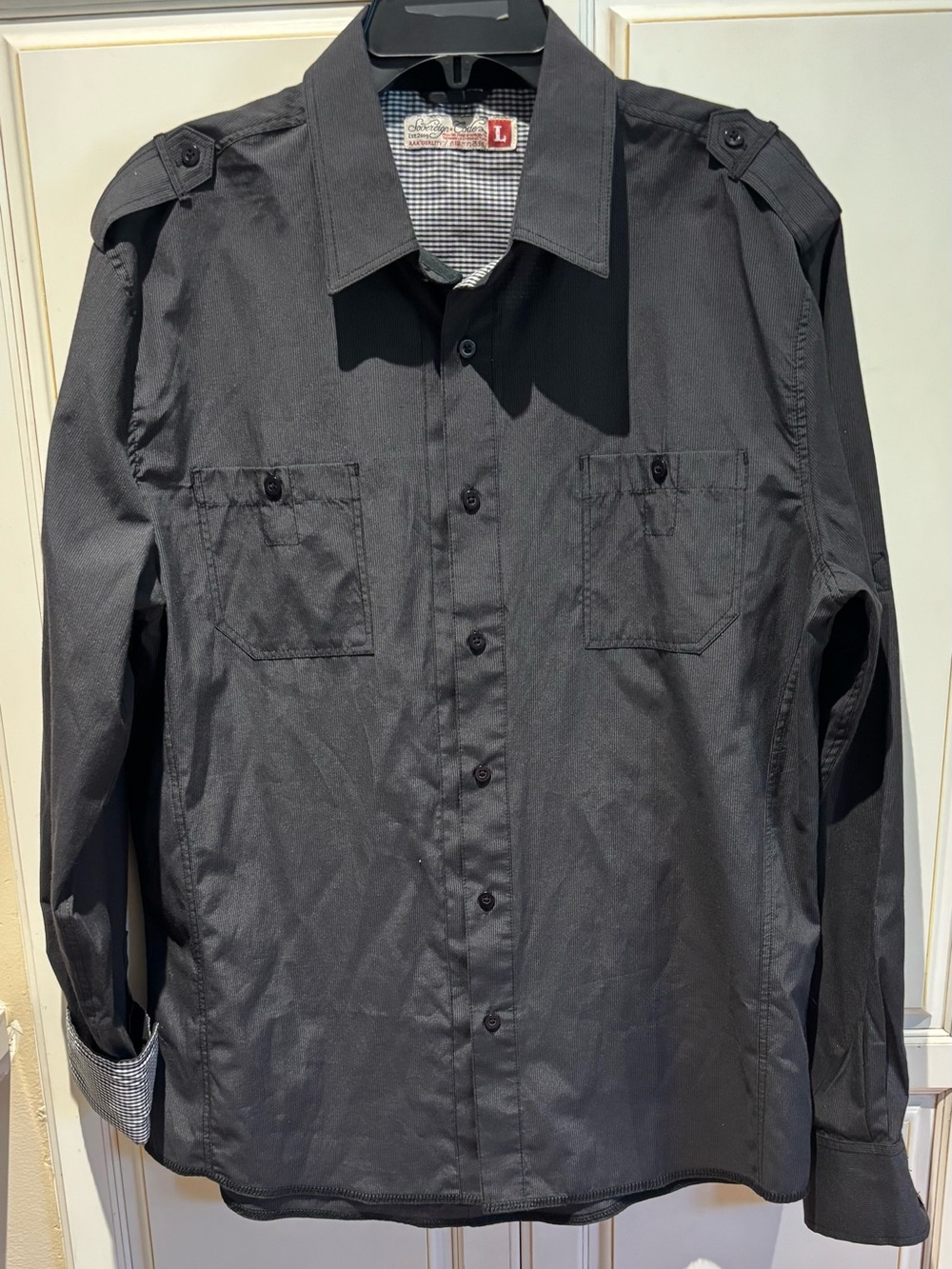 Sovereign Codes Black shirt size L Black & White Gingham interior Shirt